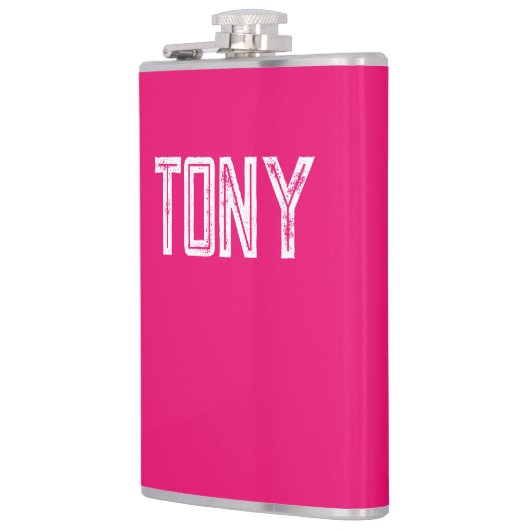 Solid Neon Hot Roze - Aangepaste monogram Heupfles (Links)