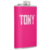 Solid Neon Hot Roze - Aangepaste monogram Heupfles (Rechts)