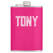 Solid Neon Hot Roze - Aangepaste monogram Heupfles (Voorkant)