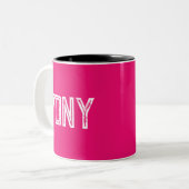 Solid Neon Hot Roze - Aangepaste monogram Tweekleurige Koffiemok (Voorkant links)