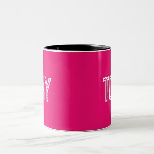 Solid Neon Hot Roze - Aangepaste monogram Tweekleurige Koffiemok (Center)