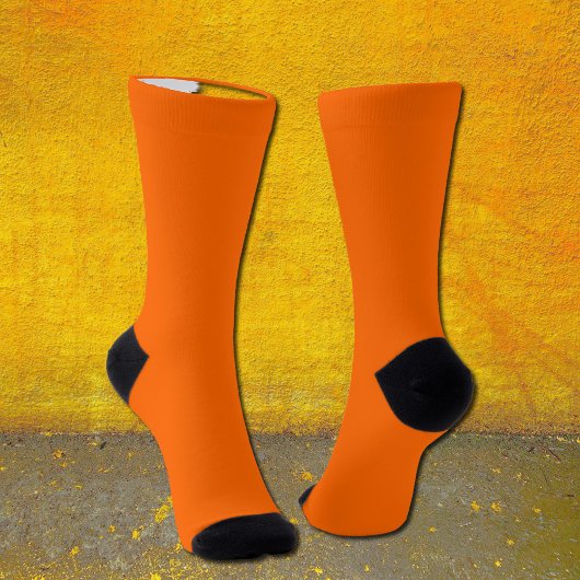 Solid Neon Orange Socks – Customizable  Sokken
