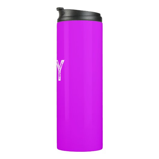 Solid Neon Paars Eigen monogram Thermosbeker (Geroteerd rechts)