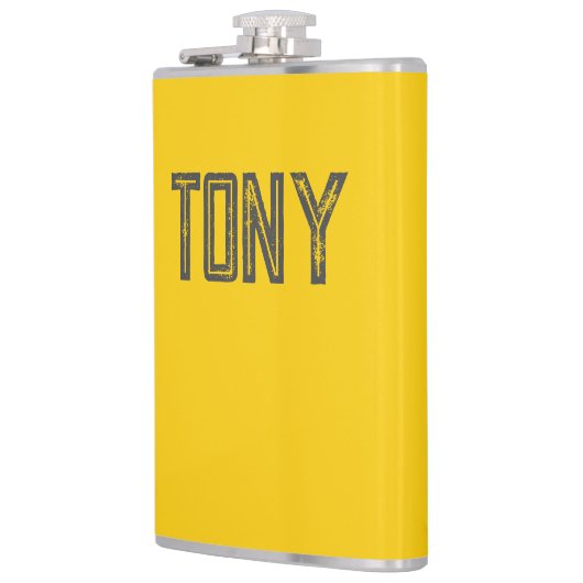 Solid Neon Yellow-Oranje Eigen naam Monogram Heupfles (Links)