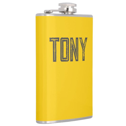 Solid Neon Yellow-Oranje Eigen naam Monogram Heupfles (Rechts)