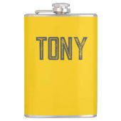 Solid Neon Yellow-Oranje Eigen naam Monogram Heupfles (Voorkant)