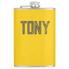 Solid Neon Yellow-Oranje Eigen naam Monogram Heupfles