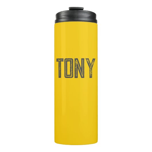 Solid Neon Yellow-Oranje Eigen naam Monogram Thermosbeker (Voorkant)