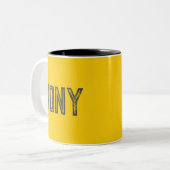 Solid Neon Yellow-Oranje Eigen naam Monogram Tweekleurige Koffiemok (Voorkant links)