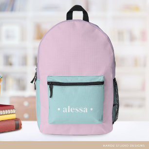 Solid Pastel Kleur Gepersonaliseerde Meisjes Rugza Bedrukte Rugzak
