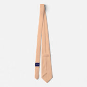 Solid Peach, Navy Blue Ribbon Name Monogram Stropdas (Achterkant)