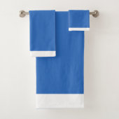 Solid Perewinkle Blue & White Trim Bath Towel Set Bad Handdoek (Insitu)