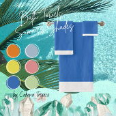 Solid Perewinkle Blue & White Trim Bath Towel Set Bad Handdoek