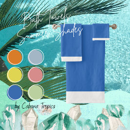 Solid Perewinkle Blue & White Trim Bath Towel Set Bad Handdoek