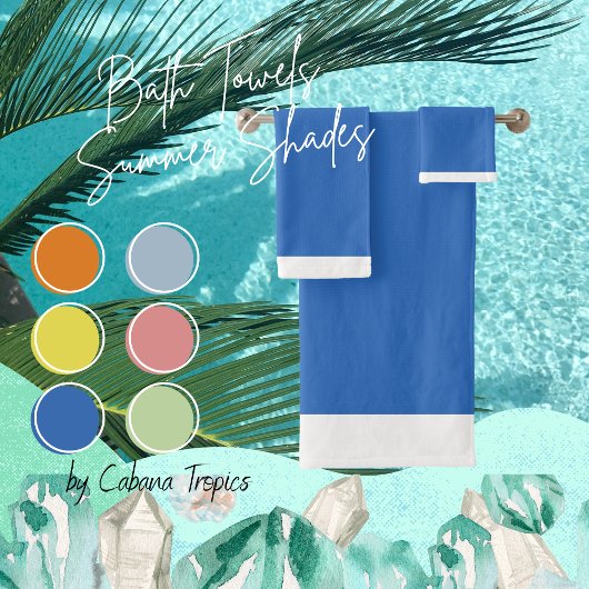 Solid Perewinkle Blue & White Trim Bath Towel Set Bad Handdoek