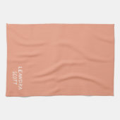 Solid perzik koraal minimalist gepersonaliseerd theedoek (Horizontaal)