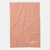 Solid perzik koraal minimalist gepersonaliseerd theedoek (Verticaal)