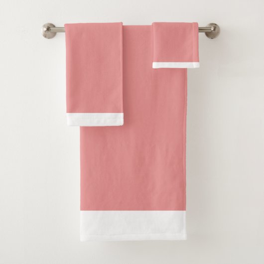 Solid Pink Blush & White Trim Bath Towel Set Bad Handdoek (Insitu)