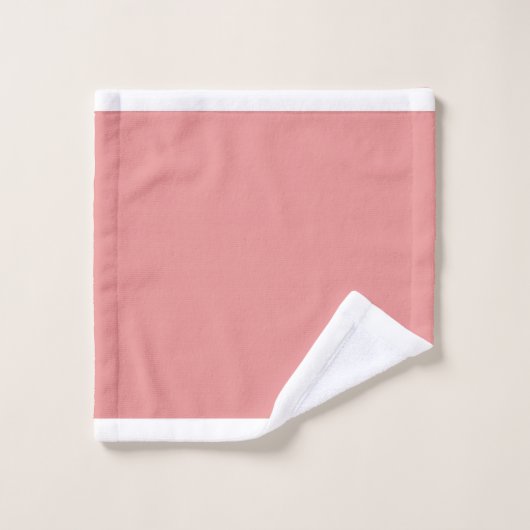 Solid Pink Blush & White Trim Bath Towel Set Bad Handdoek (Wasdoekje)