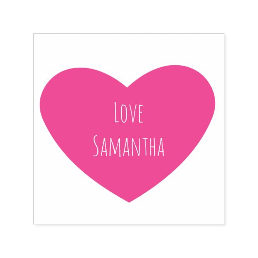 Solid Pink Heart met gepersonaliseerde tekst Zelfinktende Stempel (Design)