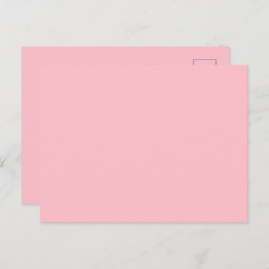 Solid Pink Post Card Personalized Greeting Design Briefkaart (Voorkant / Achterkant)