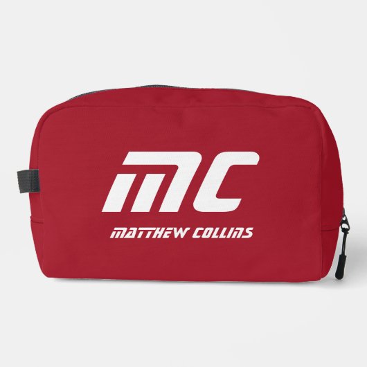 Solid Red Monogram Boyfriend Name Text Simple Toilettasje (Voorkant)