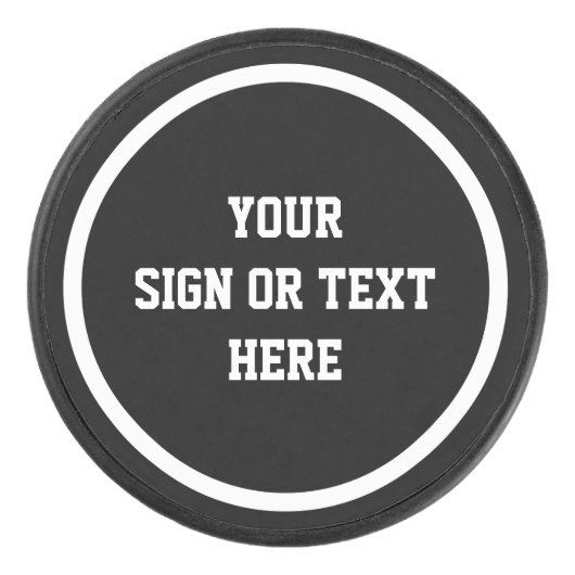 Solid Ring wit + uw kleur, teken of tekst Hockey Puck (Voorkant)