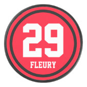 Solid Ring zwart + jouw naam & nummer Hockey Puck (Voorkant)