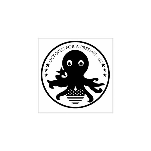 Solid Rubber Logo Stamp Octopus voor een Preemie U Rubberstempel (Afrduk)