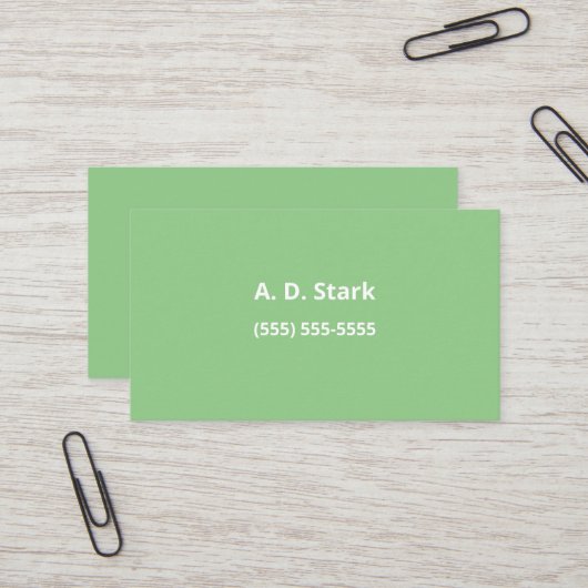 Solid Sage Green-minimalistische Visitekaartjes (Voorkant / Achterkant in situ)