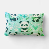 Solid Side en Panda Beer Pattern Green Print Kussen (Voorkant)