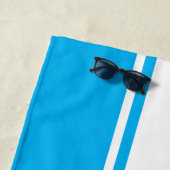 Solid Sky Blue White Stripes Modern Name Strandlaken (In situ)