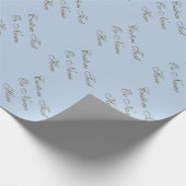 Solid Sky Lichtblauw: tot 5 woorden Gouden tekst Cadeaupapier (Hoek)