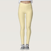 Solid Soft Light Pastel Banana Cream Yellow Color Leggings (Voorkant)