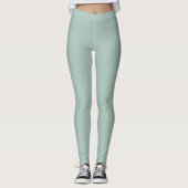 Solid Soft Light Pastel Sage Moss Green Color Leggings (Voorkant)