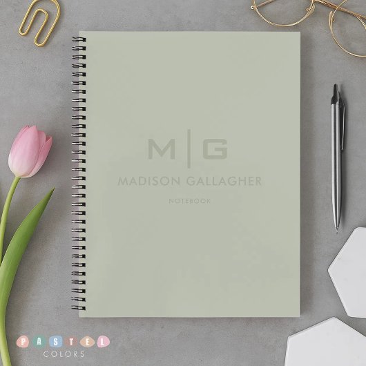 Solid Soft Light Pastel Sage Moss Green Color Notitieboek