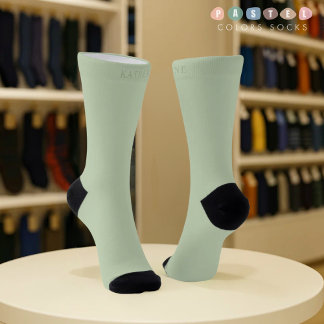 Solid Soft Light Pastel Sage Moss Green Color Sokken