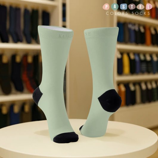 Solid Soft Light Pastel Sage Moss Green Color Sokken