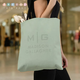 Solid Soft Light Pastel Sage Moss Green Color Tote Bag