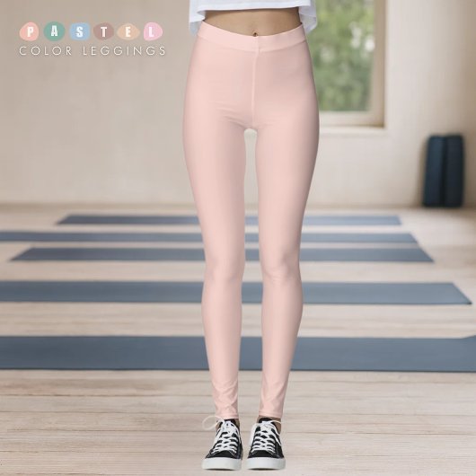 Solid Soft Light Pastel Salmon Peach Pink Color Leggings