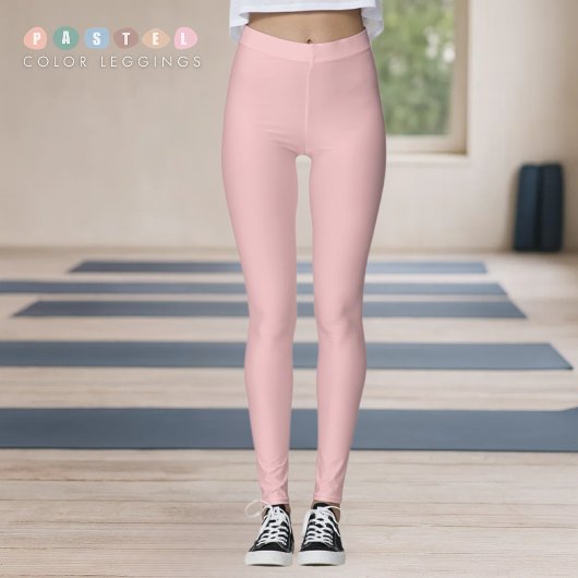 Solid Soft Light Pastel Salmon Peach Pink Color Leggings