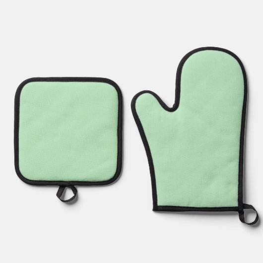 Solid Soft Mint Green Oven Mitt Set (Voorkant)