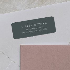 Solid Stormy Green Gray and White Return Address Etiket