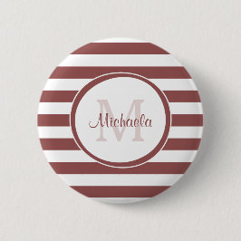 Solid Terracotta Red Stripes en Fashionable Name Ronde Button 5,7 Cm