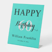 Solid Turquoise 60ste verjaardag feest Reclamebord Met Voetstuk (Voorkant)