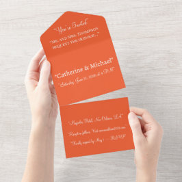 Solid Vibrant Orange Background | Bold Warm Design All In One Uitnodiging