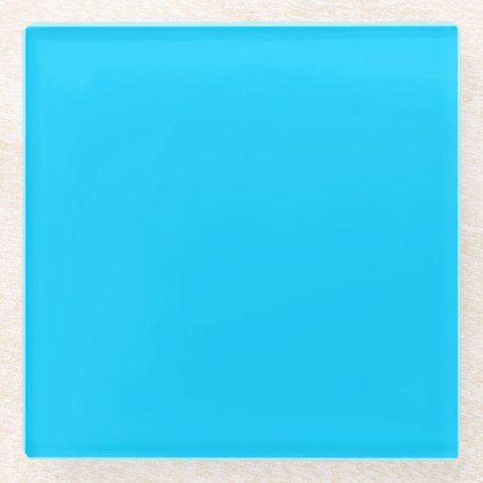 Solid Vivid Sky Blue Minimalist Plain Modern Glazen Onderzetter (Voorkant)