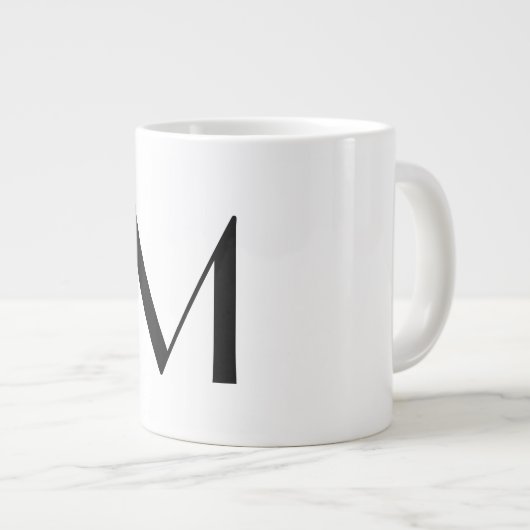  solid white - add  black monogram   grote koffiekop (Voorkant rechts)