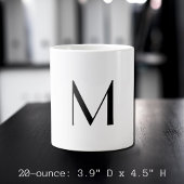  solid white - add  black monogram   grote koffiekop