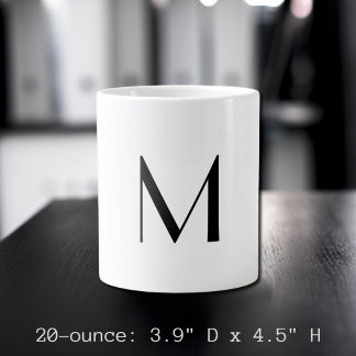 solid white - add black monogram grote koffiekop